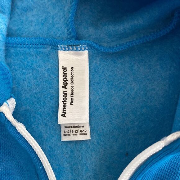 American Apparel turquoise hoodie zipper pockets 50 % cotton 50 polyester 2pack - Picture 3 of 4